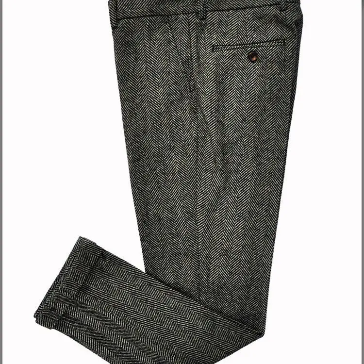 FJLong-Pantalon en Laine Tweed pour Homme, Loisirs, Coton, Gentleman, oral rons, Business, Pantalon Trempé, Mariage, Marié