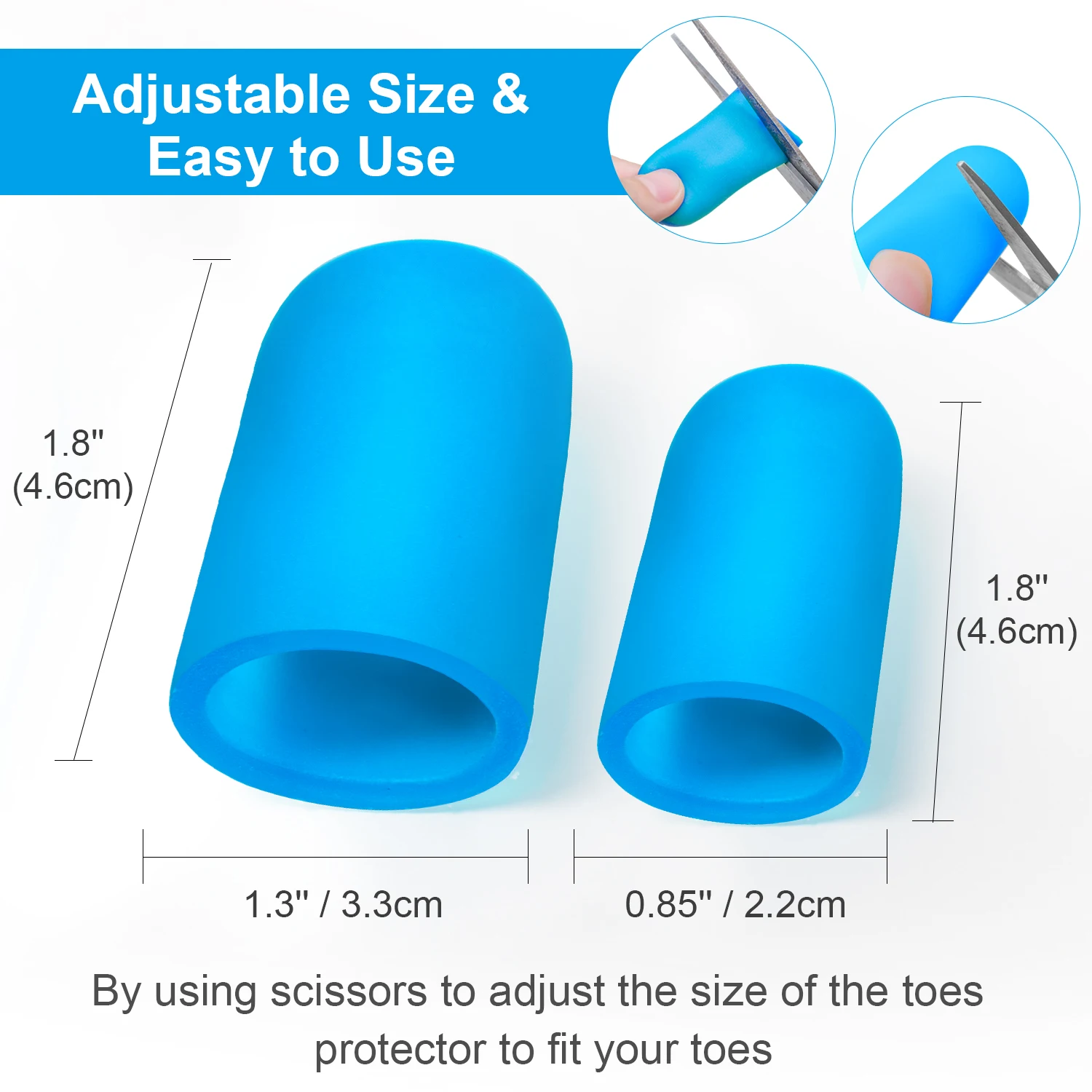 2pcs Blue Soft Silicone Toe Protectors Bunion Pain Relief Toe Sleeves Caps Prevent Corns Calluses Blisters Foot Care Tool Z66301