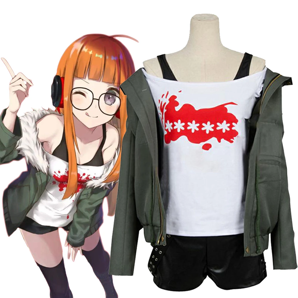 Spel Persona 5 Futaba Sakura Cosplay Kostuum Vrouwen Meisjes Halloween Volledige Set P5 Uniform Pak Casual Jas Shirt