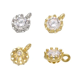 ZHUKOU 6x8mm Mini Brass Crystal Necklace Pendant for Women DIY Necklace Bracelet Jewelry Pendant Accessories model: VD665