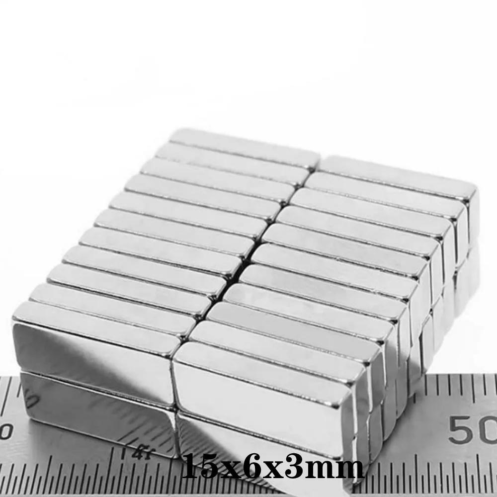 15x6x3 mm Strong Rare Earth Magnet Thick 3mm Block Rectangular Magnetic 15x6x3mm Permanent Neodymium Magnets 15*6*3