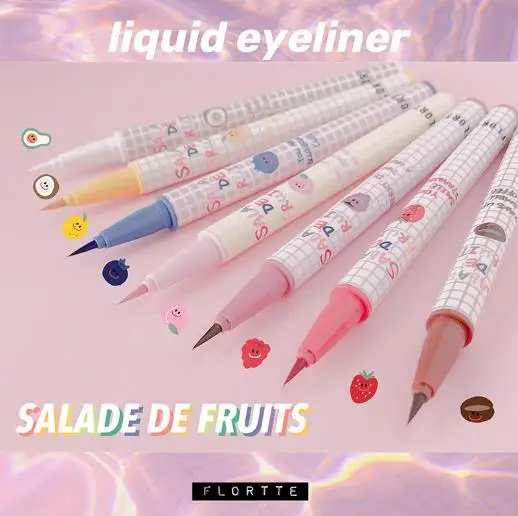 FLORTTE Fruit Salad Series Color Waterproof Liquid Eyeliner Long-lasting and Non-smudging Easy to Wear Eye Makeup Cosmetics