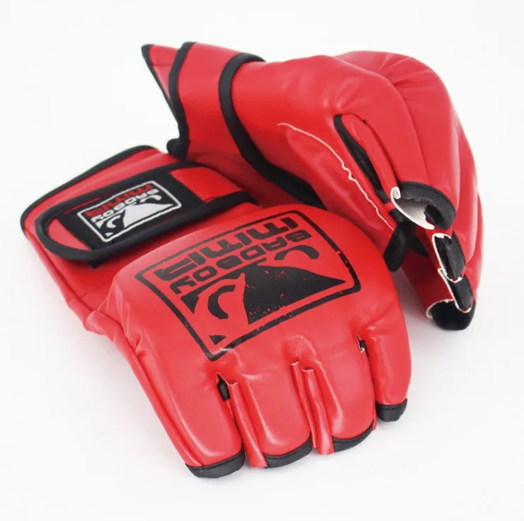 Half Finger Boxing Gloves PU Leather Fighting Kick Boxing Gloves Training Workout Gloves Men