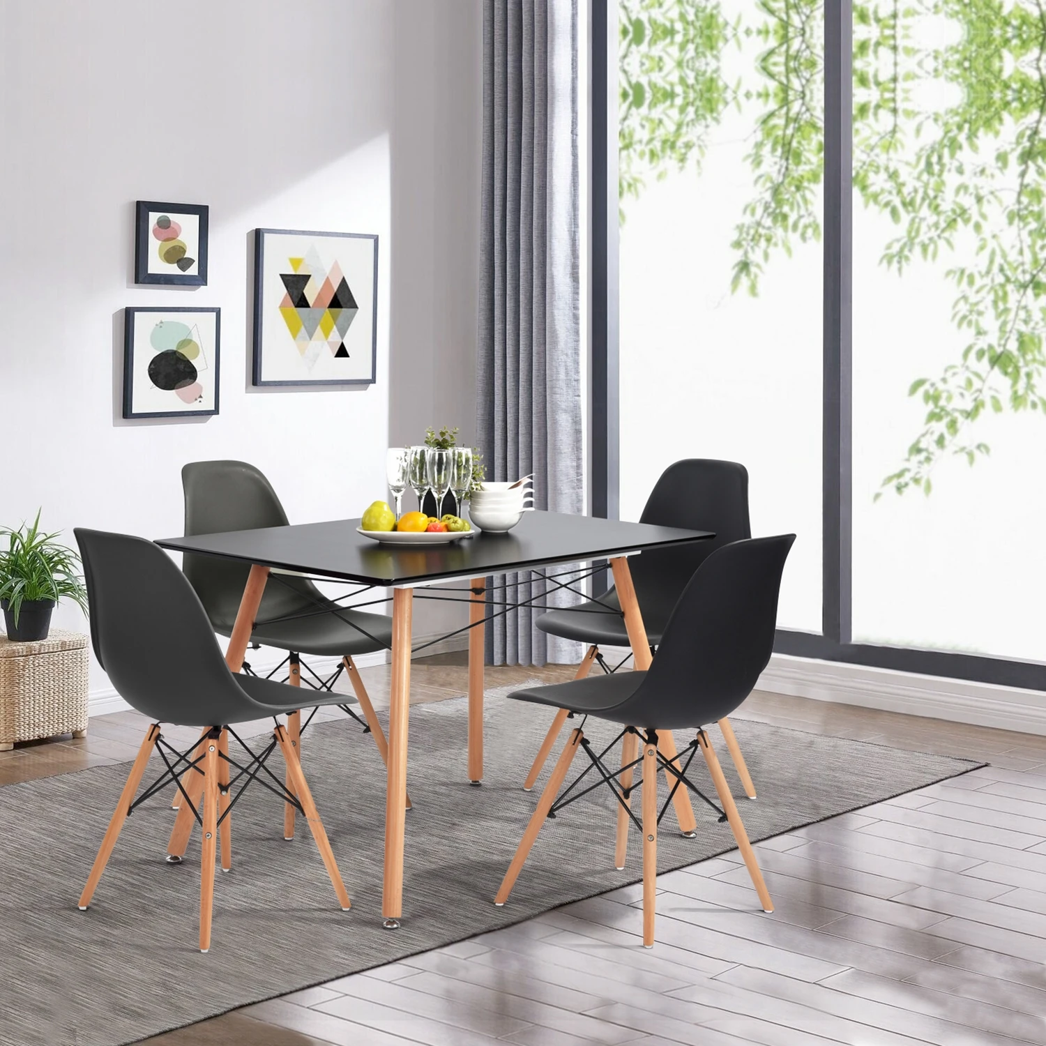 Dining Table Chair Set for 4 Include 1 31.5