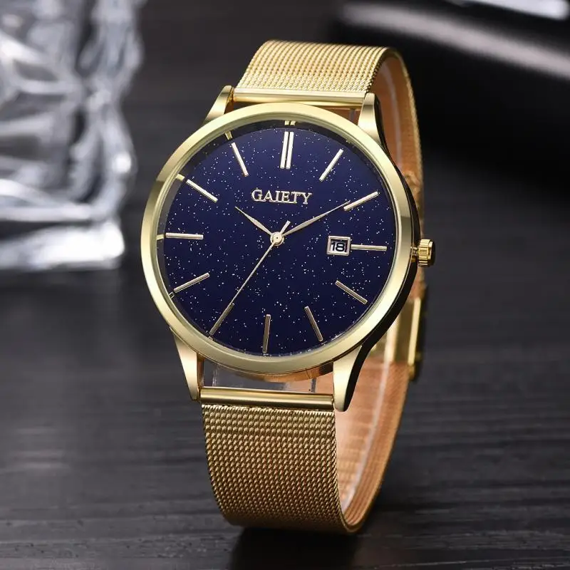 2021 Minimalist Men Fashion Gold Ultra Thin Watches Simple Men Business Stainless Steel Mesh Belt Quartz Watch Relogio Masculino