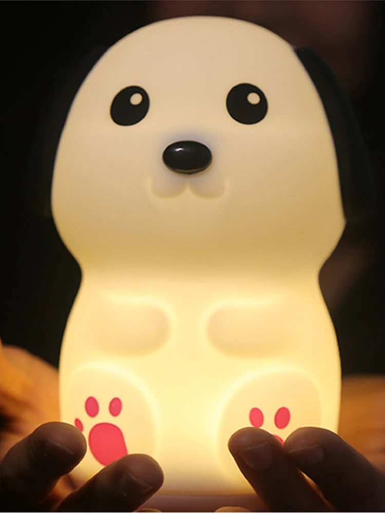 Cute and Creative Touch Doggie Silicone Night Light Holiday Gift Bedroom Bedside LED Sleeping Decoration Table Lamp