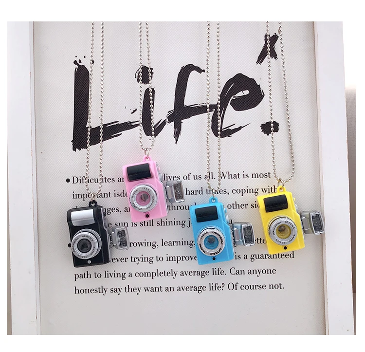 Funny shooting props luminous vocal keychain mini camera SLR TV led luminous toy keychain necklace hip hop men women