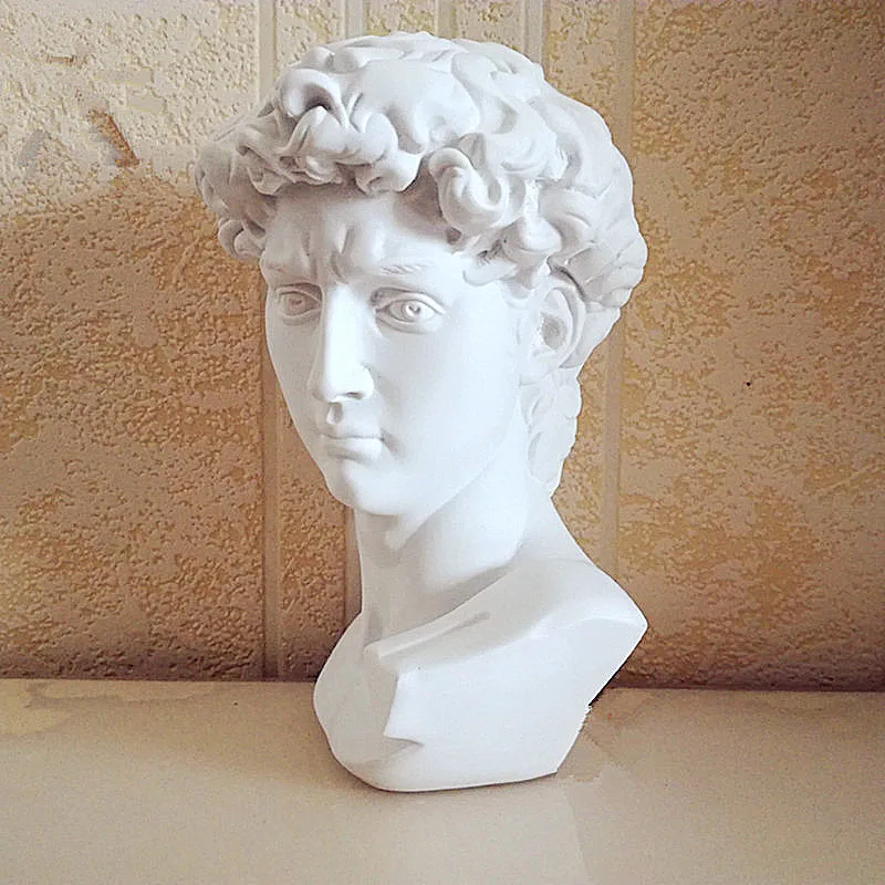 15cm David Statue Head Portraits Mini Gypsum Michelangelo Home Decoration Resin Art Craft Sketch Practice Room Decor sculpture