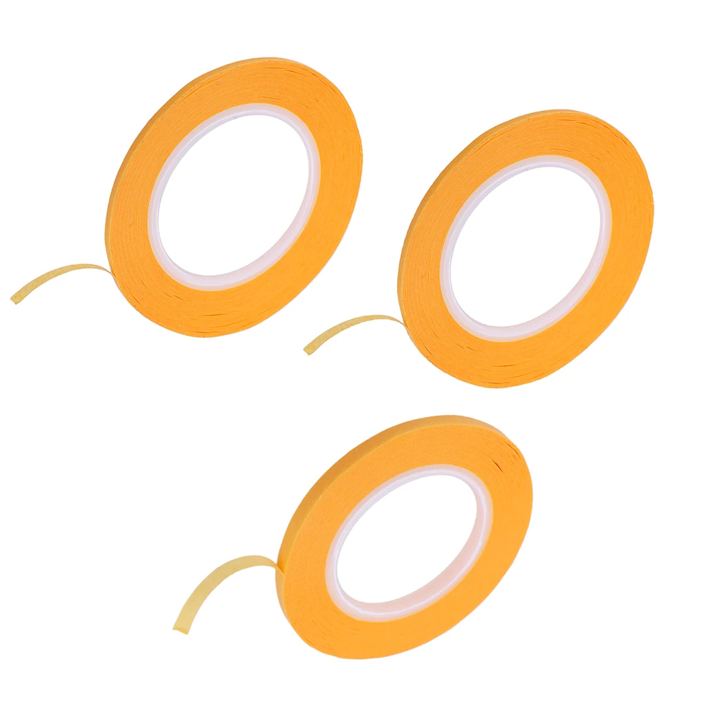 Cinta adhesiva de pintores de 3 rollos, resistencia a los solventes, pasta rápida, grifo de máscara para modelado de artes de aerógrafo, 2/ 3/4mm