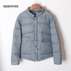 SEDUTMO Inverno Ultra Luce Anatra Imbottiture Cappotto Delle Donne Breve Oversize Giubbotti Sottile Autunno Puffer Tasca Della Giacca Parka ED862