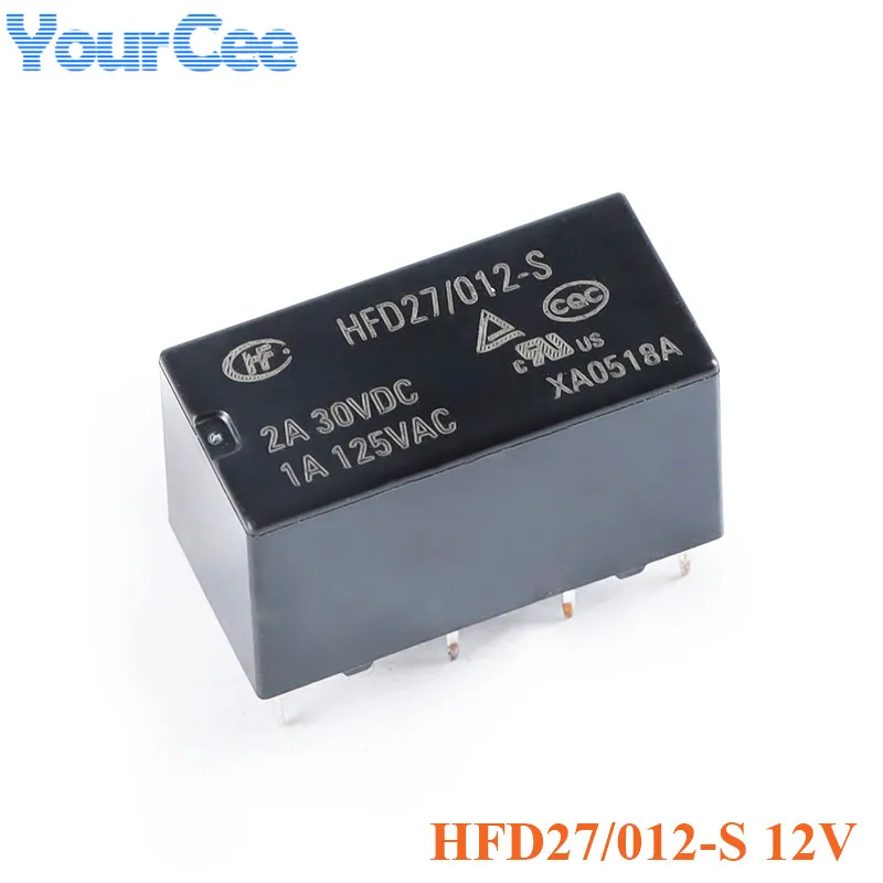 2PCS Mini Relay HFD27-005-S HFD27-012-S HFD27-024-S HFD27 DC 5V 12V 24V 8Pins Sensitive DIP Relays