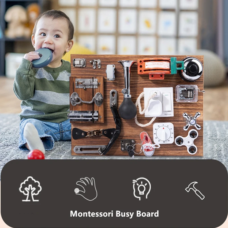 Bambini occupato bordo giocattolo Montessori accessori fai da te serratura chiusura porta cognizione sensoriale giocattolo prescolare educazione