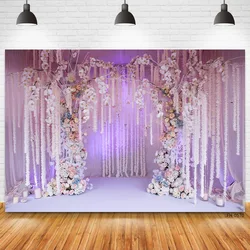 Pink Curtain Rose Flower Floral Blossom Tassel Photography Backdrop For Wedding Party Lovers Photocall Photo Studio Backgrounds