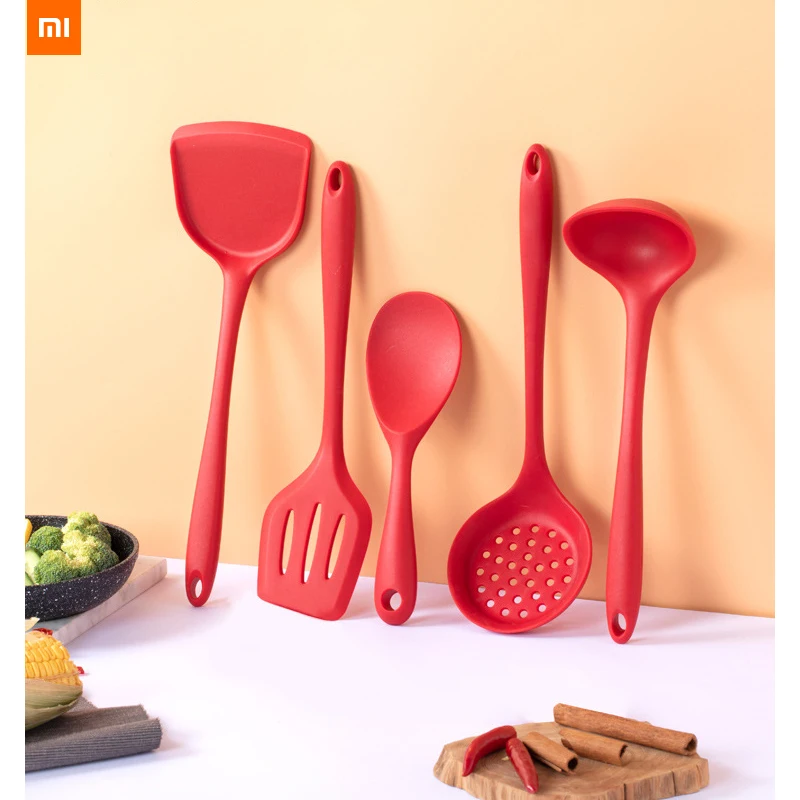 new xiaomi Non-stick silicone spatula set vegetable soup spoon household high temperature baking spatula rice spoon