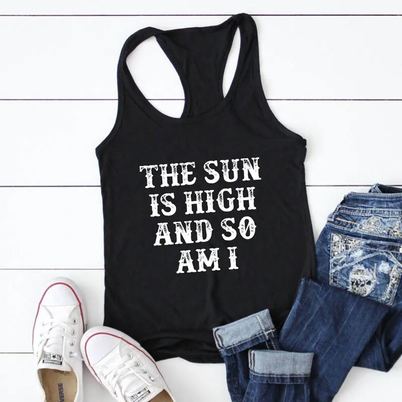 The Sun Is High And So Am I Tank Casual Women Flowy Gym Workout Tops image 2