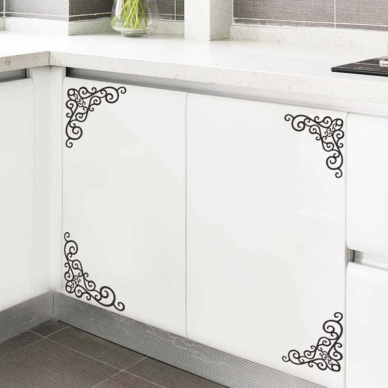 Black Iron Style Pattern Wall Sticker Show Window Corner Cabinet Home Decoration Mural Room Background Decor Removable Wallpaper