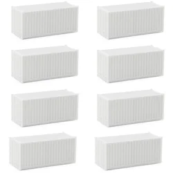 8pcs Model Trains HO Scale 1:87 20ft Blank Shipping Container Uncolored 20' Cargo Box C8720JJ