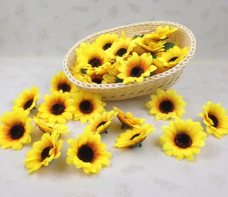 

2.8" Sunflower Buds Artificial Silk Flower Heads For Wedding Home Bridal Bouquet Decoration LX1013