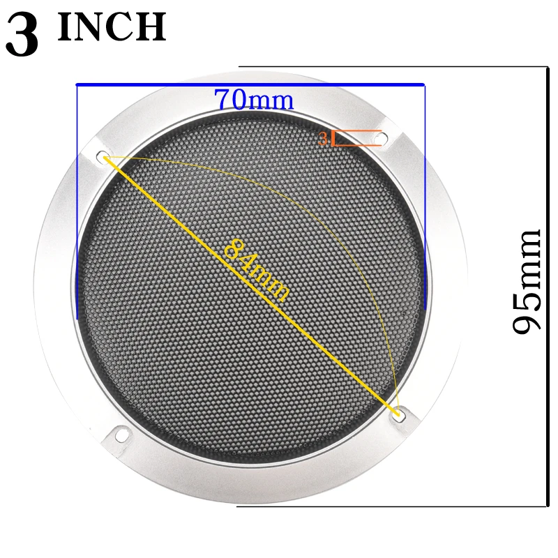 Silvery 2 3 4 5 6.5 8 10INCH Speaker Net Cover High-grade Car home mesh enclosure speakers Plastic Frame Metal iron wire grilles