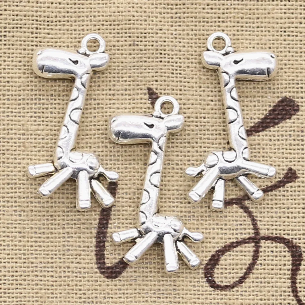 8pcs Charms Running Giraffe Deer 29x19mm Antique Bronze Silver Color Pendants Making DIY Handmade Tibetan Finding Jewelry