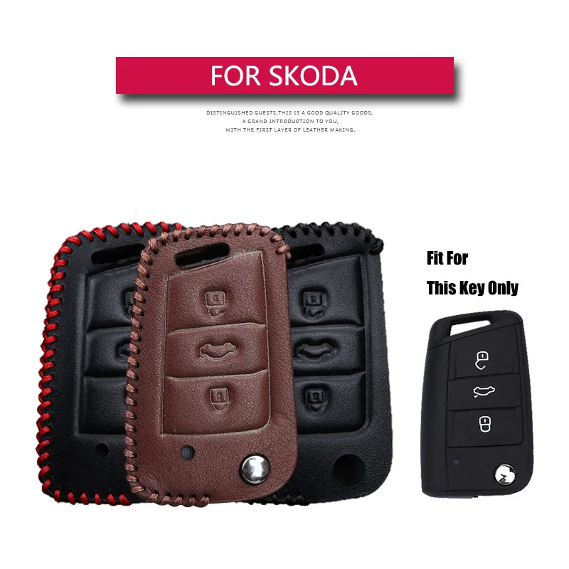 Leather Car Key Case Cover For Skoda Octavia 1 2 3 A5 A7 RS Karoq Kodiaq Superb Fabia 2 3 Rapid Yeti 2020 Key Holder Accessories