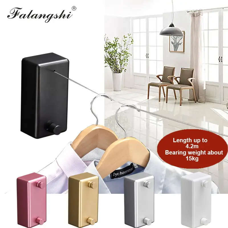 Wall Mounted Retractable Clothesline Drying Rack Multiple Color Indoor Outdoor Clothes Rack Laundry Dryer Single Layer WB3007