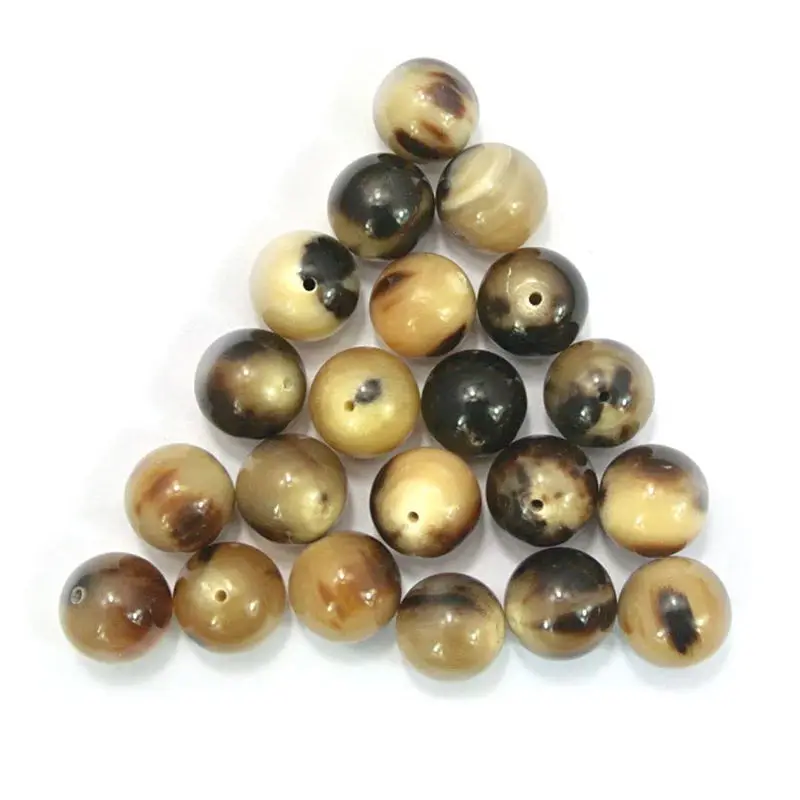 2 Beads Natural Yak Horn Round Beads from Tibet Original Color 10/12/14/16/18/20mm TSB0190