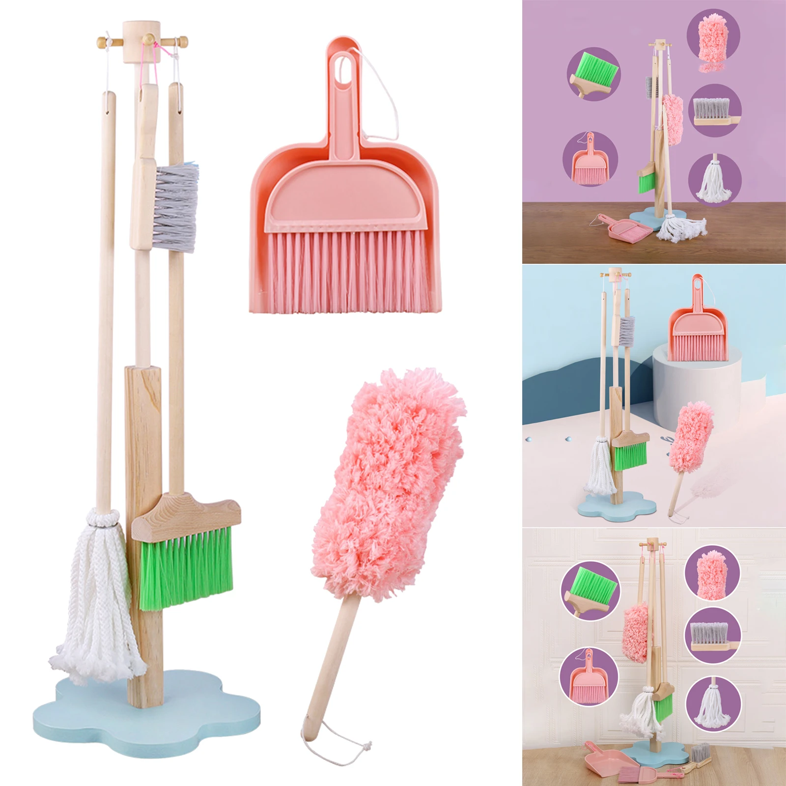 Durable Children Cleaning Tools Set Mini Broom Mop Dustpan for Kids Children