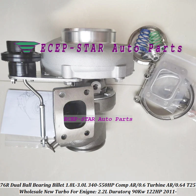 

Billet wheel Forged GTX2876R GT2876R Turbo Dual Ball Bearing Comp AR 0.6 Turbine 0.64 T25 76mm V-band 1.8L-3.0L 340-550HP Racing
