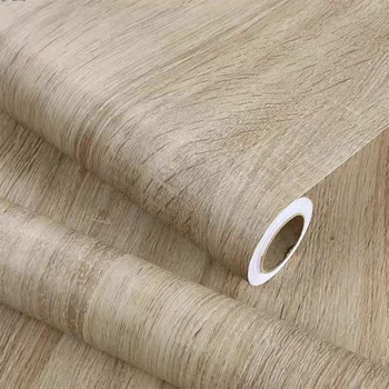 Wood grain PVC stickers cabinet table furniture waterproof self adhesive wallpaper home decor wall papers