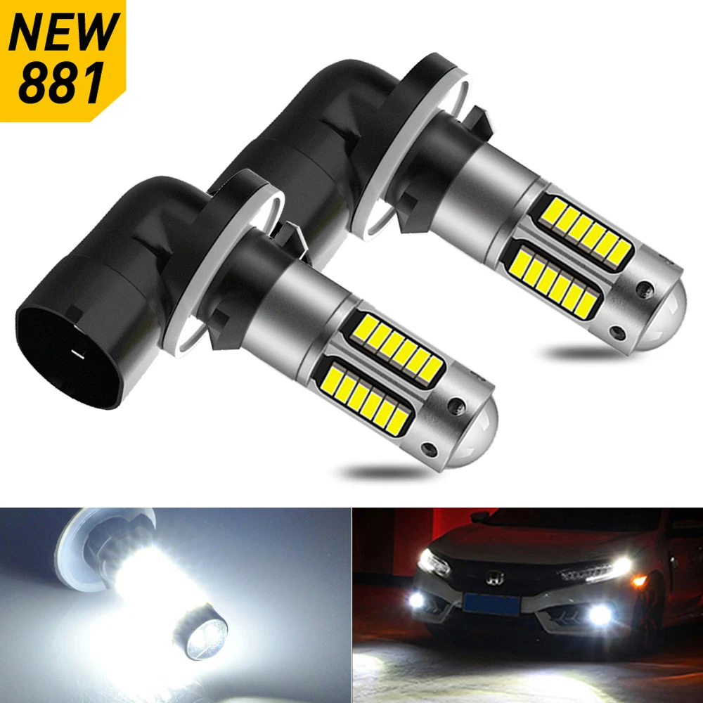 2pcs H27 881 880 H1 H3 Led Car LED Fog Lights Headlight Bulbs DC12V 1200LM 6000K White Auto Fog Lamp Driving Running Lamp