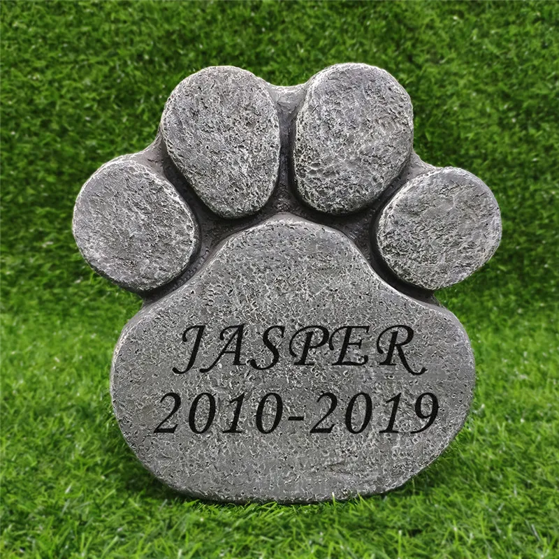 Personalized Pet Memorial Stone Indoor Outdoor for Garden Backyard Marker Loss of Pet Gift Paw Print Pet Tombstone JSYS