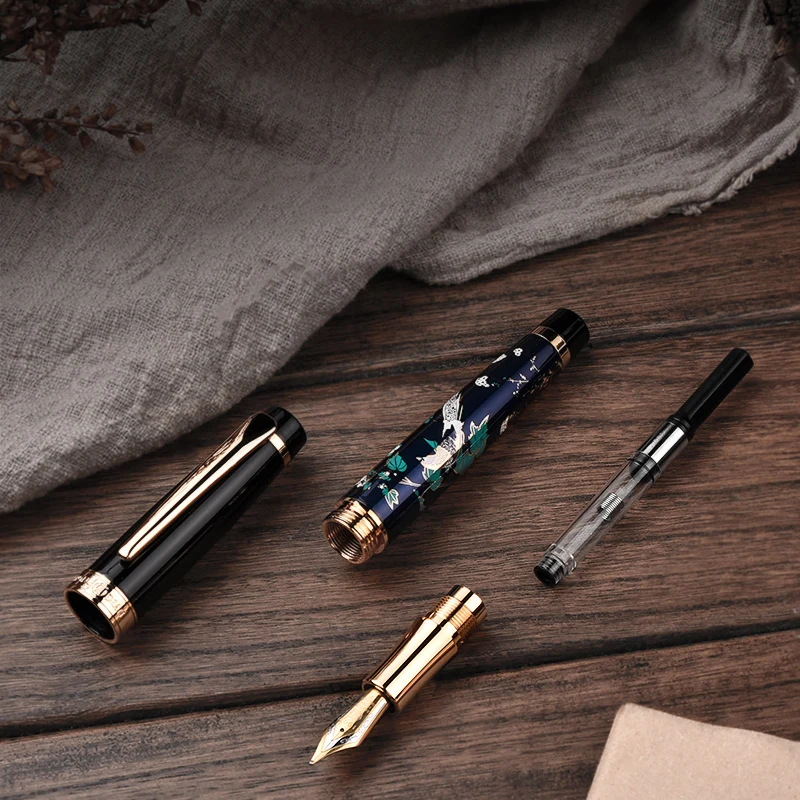 LT Hongdian Chinese Maki-e Calligraphy Art Pen Flex Nib Vintage Design Engravable Gift Box for Business Student Writing 1837