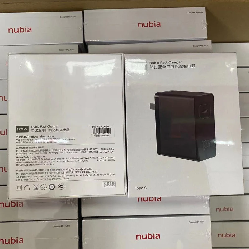 2 IN1 Original For Nubia Red Magic 6 Pro 120 Watt Charger USB Dual Type-C PD Fast Charger Wall Charger Adapter 6A Cable USB-C