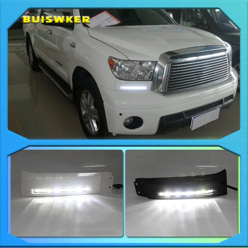 

1 комплект автомобильных фар на передний бампер для Toyota Tundra 2007 2008 2009 2010 2011 2012 2013 12 В светодиодный дневные ходовые огни DRL Противотуманные фары