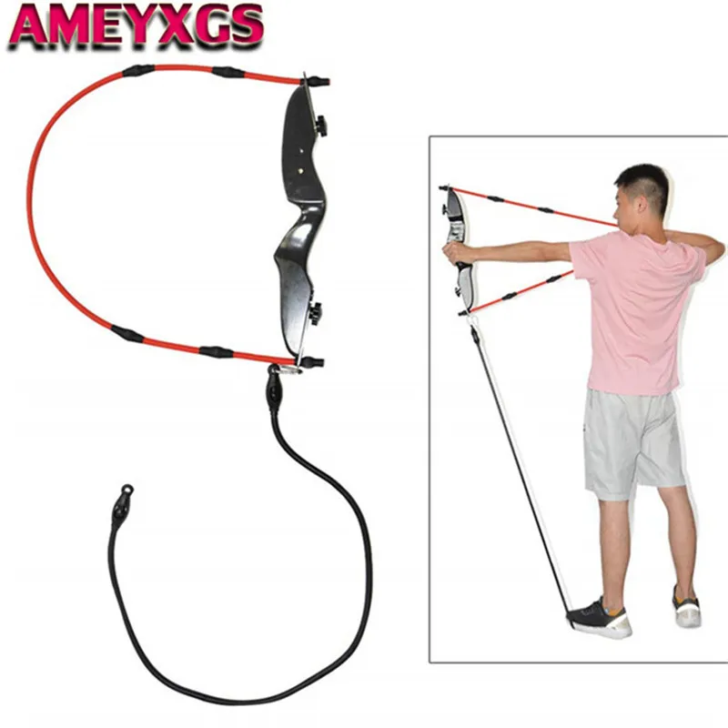 Archery Training Band Exerciser Rubber Band Trainer Puller Grip Wooden Bow Riser Elastic Rope For Hunting Practice Accessories