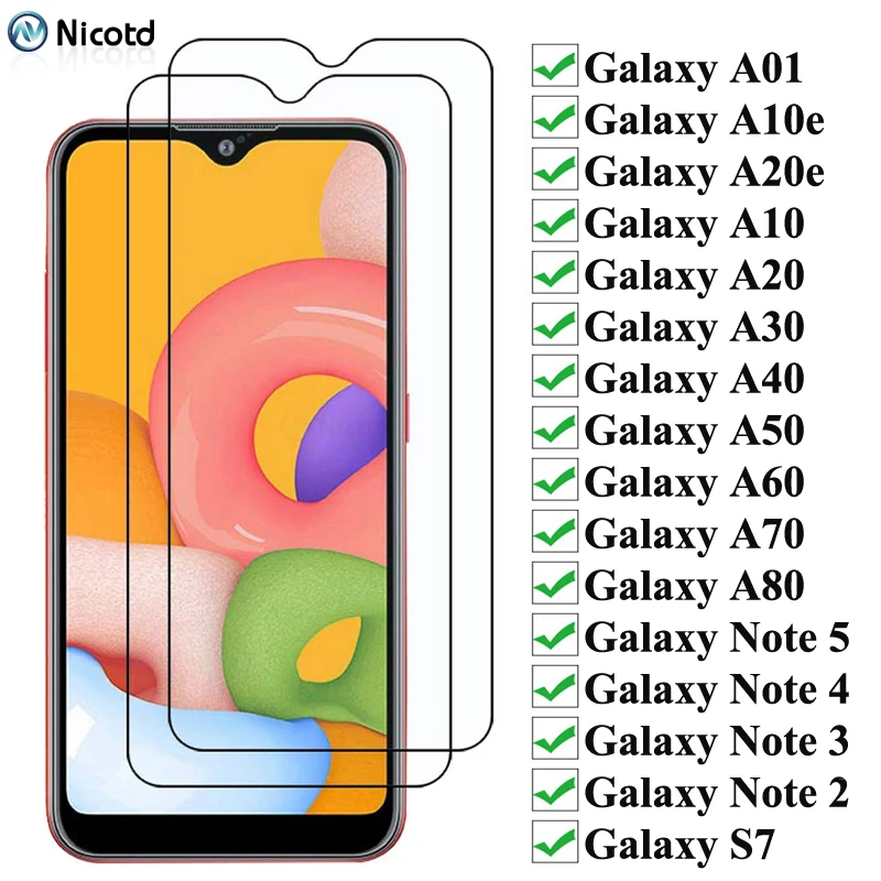 

2PCS 9H Protective Tempered Glass For Samsung Galaxy A01 A10e A20e A10 A20 A30 A40 A50 A60 A70 A80 A51 A71 Note 5 3 3 2 S7 S6 S5