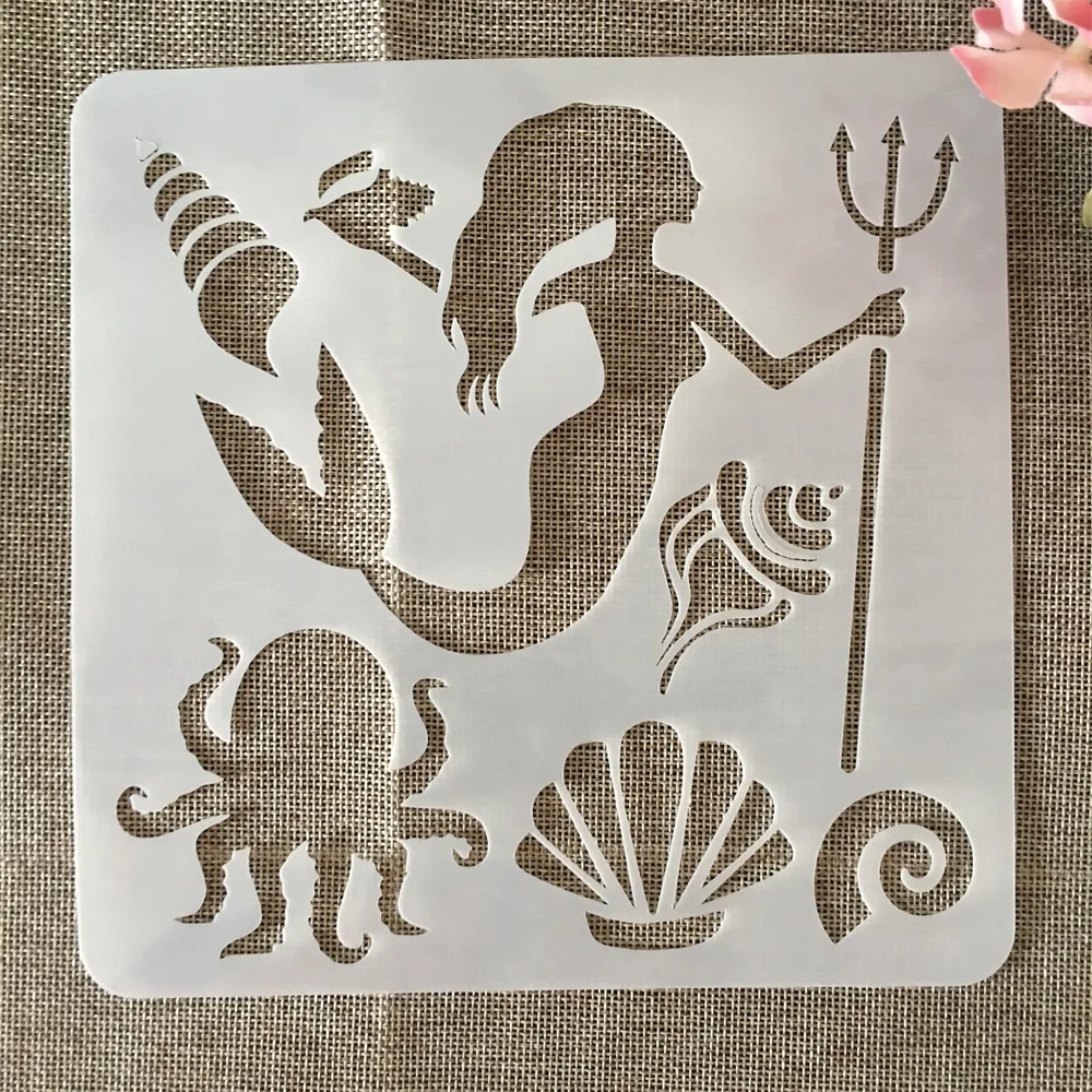 20Pcs/Set 20cm Marine Mermaid Ocean Fish DIY Layering Stencils Painting Scrapbook Coloring Embossing Album Decorative Template