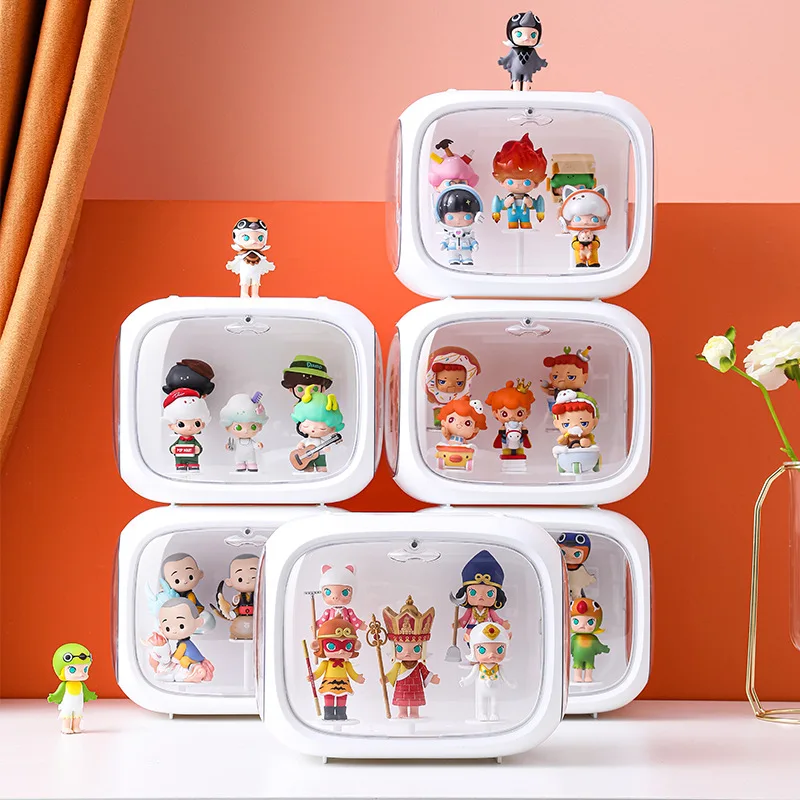 เคสอะคริลิคป้องกันฝุ่นโปร่งใสตู้โชว์กล่องตาบอดภาพเคลื่อนไหวตุ๊กตาของเล่นกล่อง