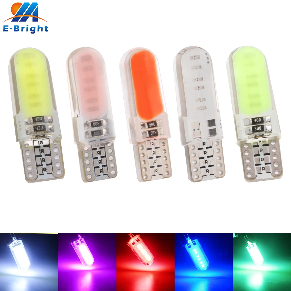 100pcs W5W T10 COB 12 SMD SILICA 12V LED Bulb White red blue ice blue Light Bulb Turn Side Maker Cars Door Headlight Signal Lamp