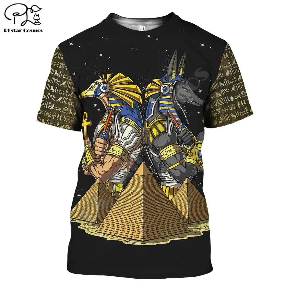 PLstar Cosmos Horus Egyptian God Egyptian Symbol Pharaoh Anubis NewFashion 3DPrint Unisex Shorts Sleeves T-shirts Men/Women  s-3