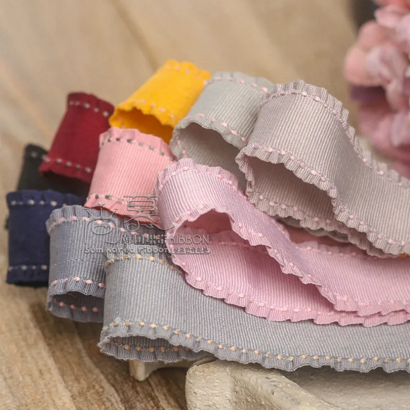 Ruffle Grosgrain Ribbon Jump Dot Line DIY For Hair Bows 25mm 38mm 1