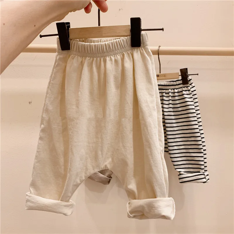 100% Cotton Children\'s Pants Spring And Autumn Boys And Girls Casual Loose Pocket Trousers Baby Kids Clothing WTP37