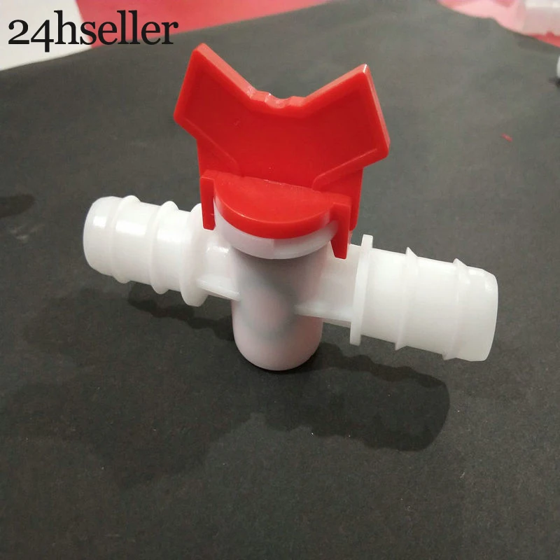 1pcs Platics 4mm 6mm 8mm 10mm 12mm 16mm 20mm 25mm PVC Hose Barb Two Way Plastic Ball Valve Aquarium Garden Micro Irrigation Conn