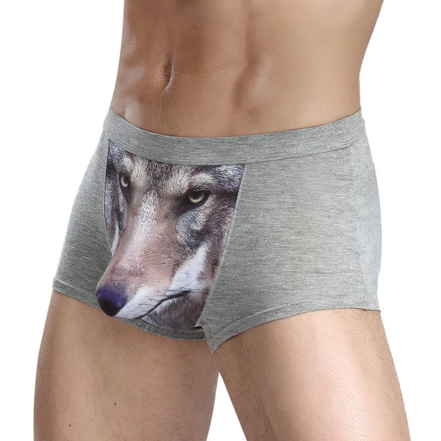 Calzoncillos divertidos de lobo para hombre ropa interior de algodon transpirable Boxer con bolsa en U ropa interior de escroto calzoncillos de dibujos animados AliExpress