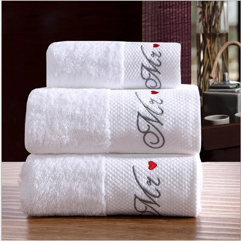 3pcs Set Asciugamano Bianco 100% Cotone Pakistan Cinque Star Hotel Casa Toalla Lettera Ricamato Adulti Coppia Regalo Viso Vasca Da Bagno panno per