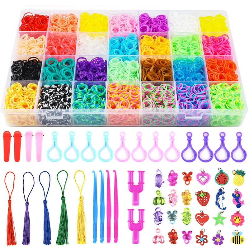 

10000pcs Loom Rubber Bands Kits Beads Toys Set Hand Knitting Machine Handmade DIY Rainbow Weave Color Bracelet Girl Gift