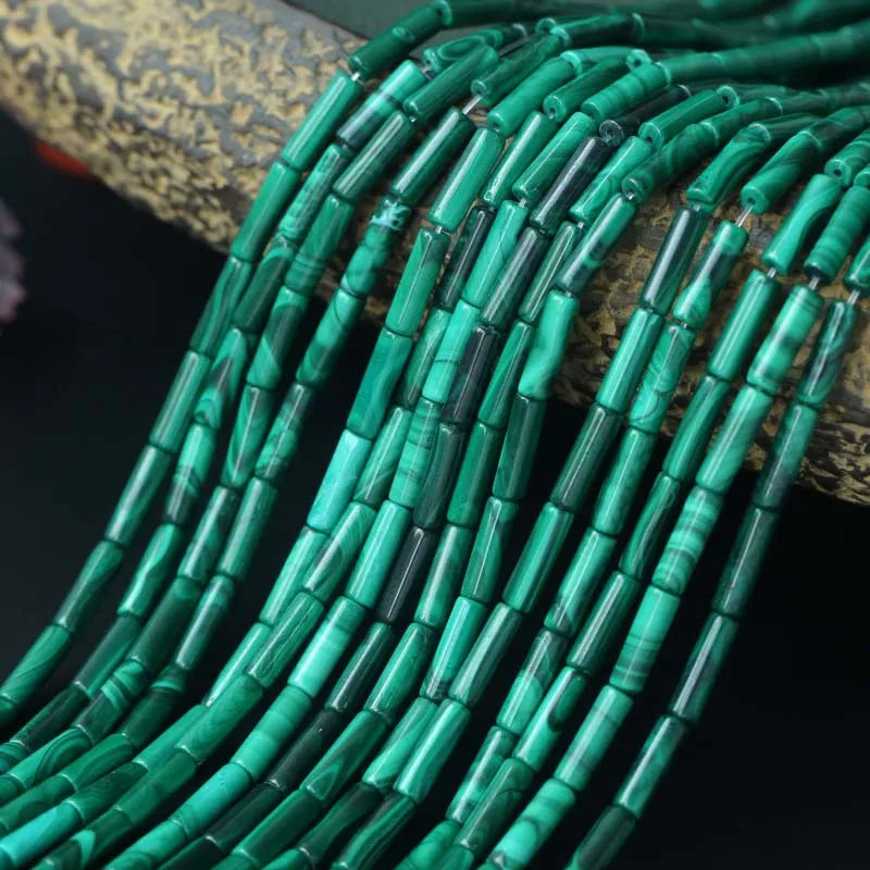 1 strands AA Natural Malachite Round Tube Beads 4x13mm/4X9mm/5X10mm/6X10mm/8X12mm