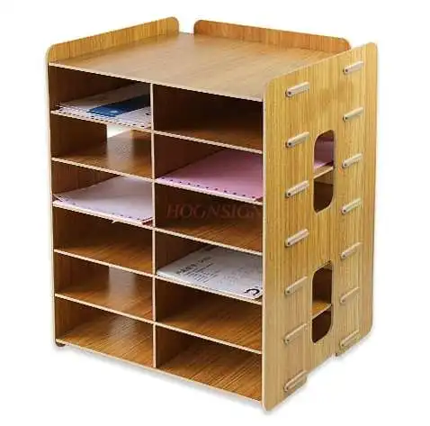 Kayu Alat Kantor Desktop A5 Dokumen Bill Kurir Dokumen Rak Multi-Lapisan Penyimpanan Informasi Frame Rack
