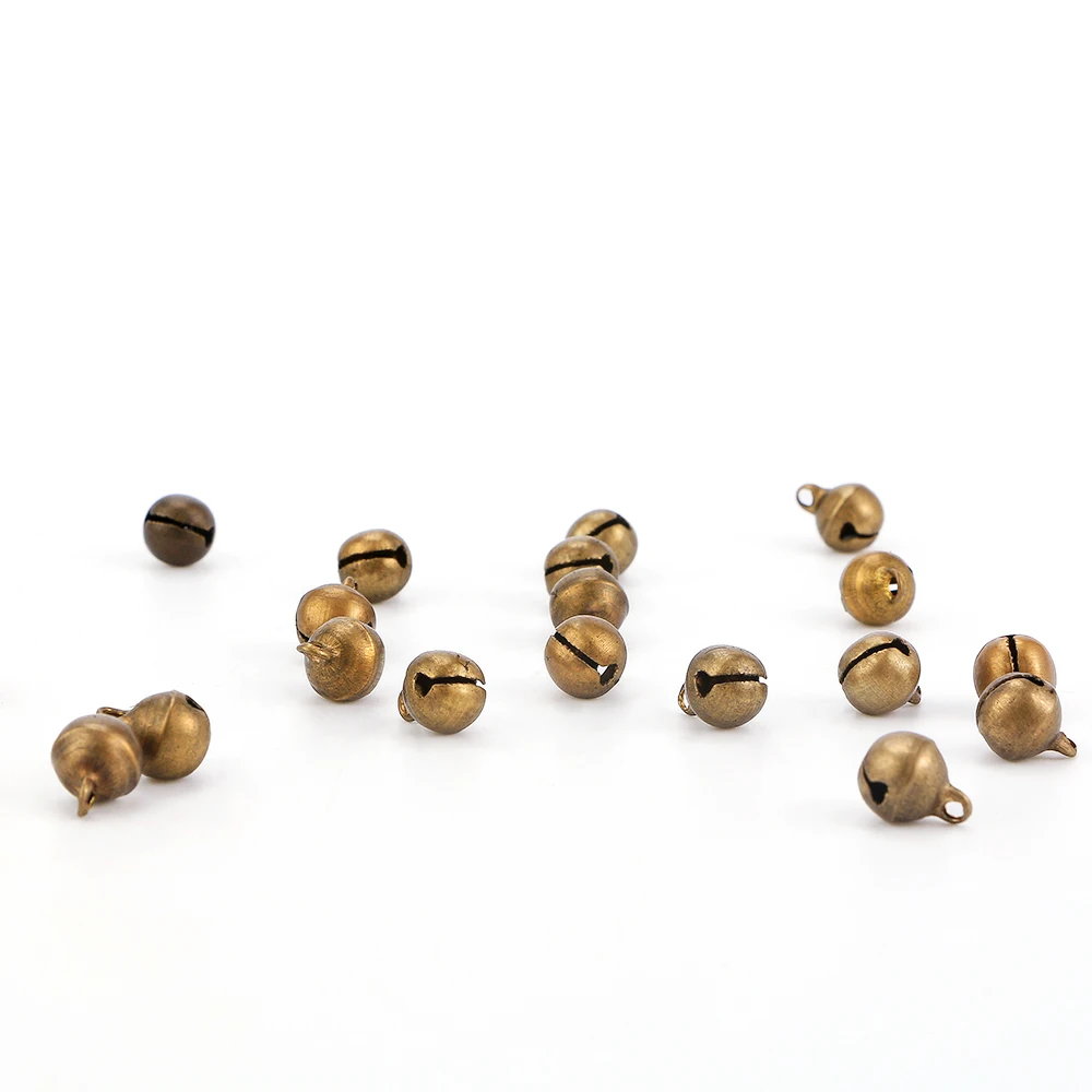 100Pcs Bronze Metal Jingle Bells Loose Beads Festival Party Decor Percussion Instruments Pendant Bell DIY Crafts Accessories